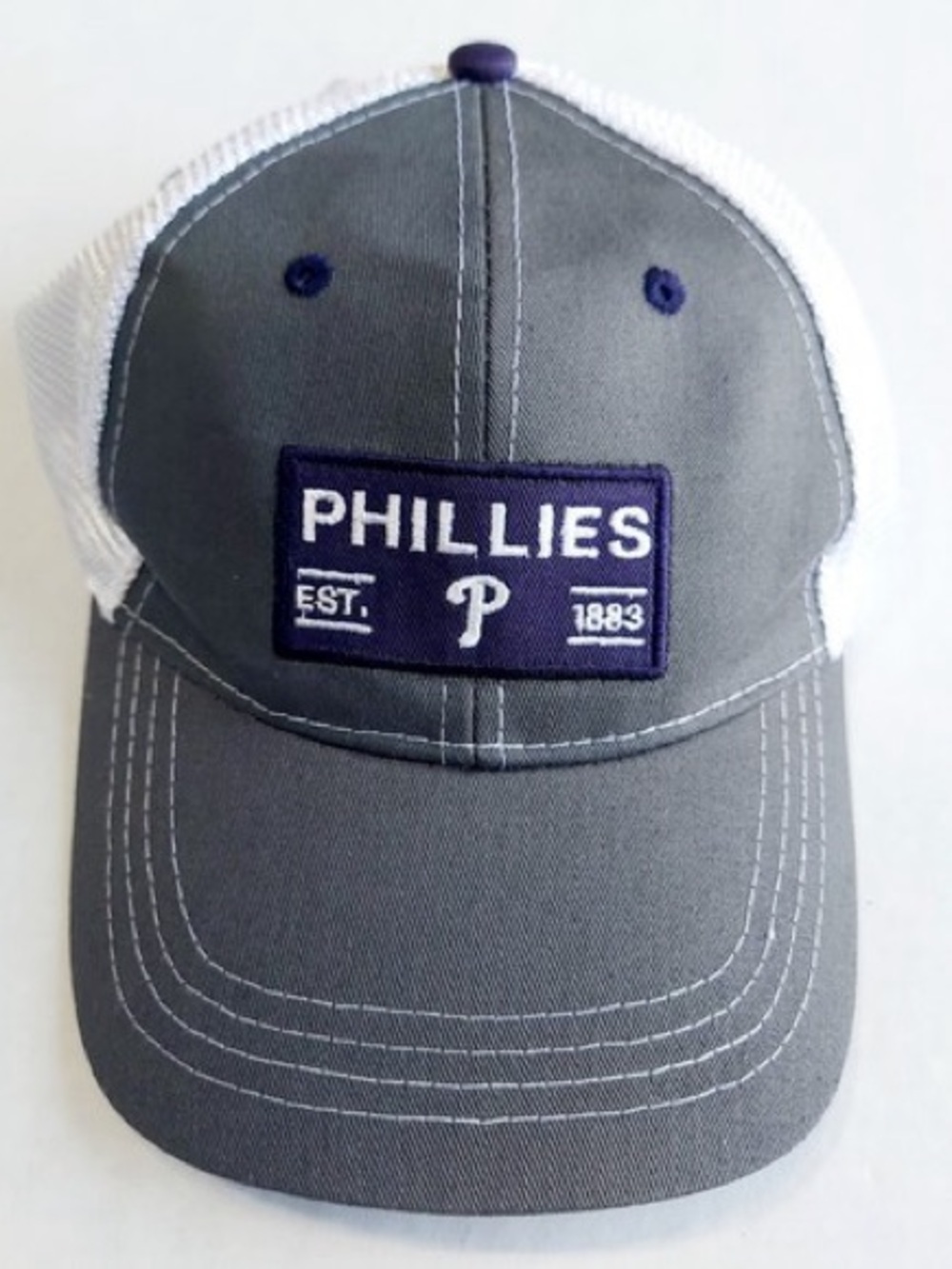 BWM Global Phillies Mesh-Back Baseball Hat Gray, White, Navy Like New One Size